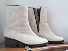 vintage 60er/70er STIEFELETTEN fellstiefel Absatz Gr. 5 (38) gefüttterte Stiefel