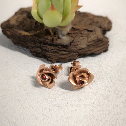 Granat ohrstecker rosenschmuck - ohrstecker,