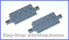 Lego 2 x Platte mit Pins Achse 2x4 - 30157 - Plate Dark Bluish Gray - NEU / NEW