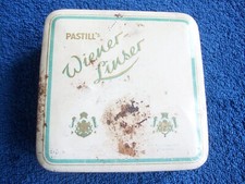 Alte Blechdose Wiener Linser Pastill`s Ahlgrens  schöne Korrosion   10x10x3,5 cm