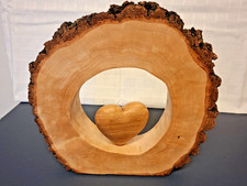 Baumscheibe, Holzscheibe, Birke+Herz 2, Handarbeit, freistehend, H:27cm, B:28cm