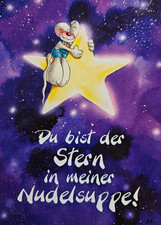Diddl Postkarte - Nr. 75 - Depesche - Diddl sitzt auf einem Stern - Spruch