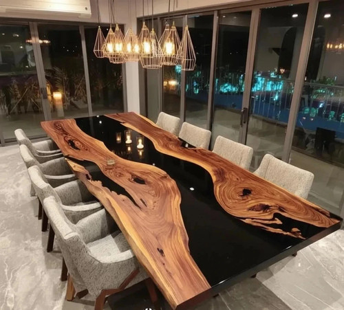 Black epoxy walnut river - river, table