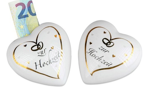 Spardose herz hochzeit - spardose, gold