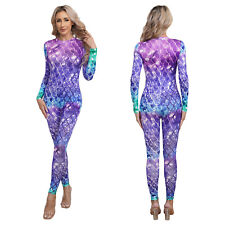 Damen Hallowenn Kostüm Skelett Roboter Cosplay Outfits Langarm Jumpsuit Overalls