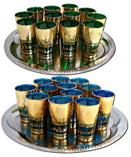 Gläser Orient Glas Teeglas Tee Shisha Orientalische Vintage Gold Grün Blau 