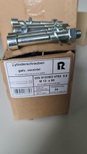 Zylinderschrauben galvanisch verzinkt DIN 912 ISO 4762 - 8.8 M12 x 80 mit Mutter