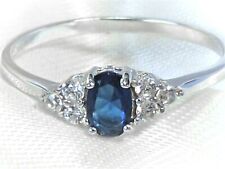 RING 925 STERLING SILBER Gr. 21 Edelstein SAPHIR cz. blau oval facettiert edel