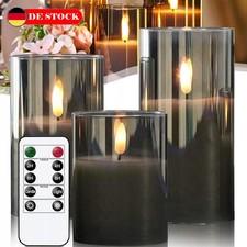 3er Set LED Kerzen mit Glas