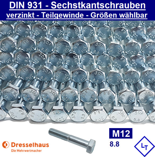 Din 931 m12 - 931, sechskant