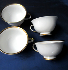 4 x Rosenthal Kaffee- Tassen - Aida - Porzellan Kaffeetasse Tasse mit Goldrand