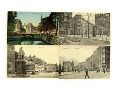 CHEMNITZ 4 ALTE ANSICHTSKARTEN NIKOLAIBRÜCKE, ECKE WIESEN U. POSTSTR. MARKTPLATZ