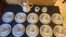 Mitterteich Kaffeeservice 10 Pers. zeitlos weiß mit Goldrand 