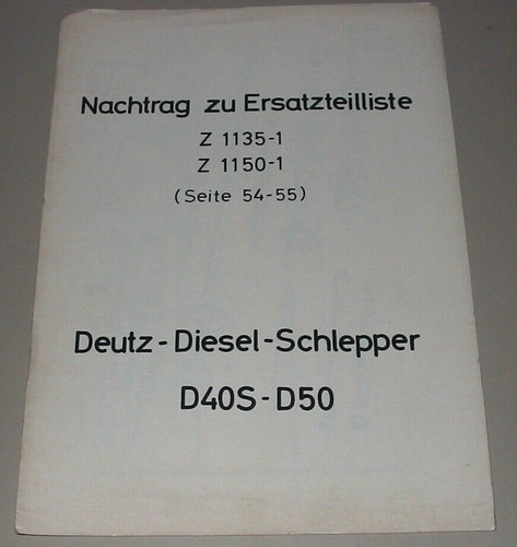 Nachtrag zur ersatzteilliste - zur, z