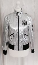 ?REDIAL LUXURY Sexy Bomber Jacke Silber Schwarz Gr.S 34/36 NEU!