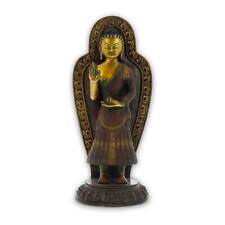 Buddha Statue Skulptur stehend Bronze Figur ca 35cm ca 4,6kg Tibetischer Stiel