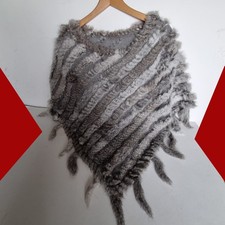 Fellweste Pelzweste Poncho Grau Silber 38,40,42,44 S,M,L,XL NEU