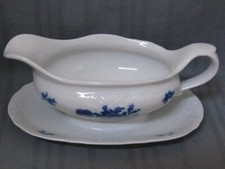 Schumann Arzberg Bavaria Sauciere Soßenschüssel Echt Cobalt Blaue Rose Porzellan