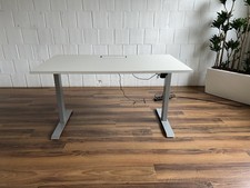 Schreibtisch elektrisch höhenverstellbar 140x80cm weiß grau