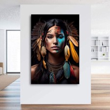 Leinwand Bild Indianer Frau