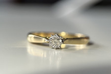18 Karat Solitär Ring Gelbgold 750 Diamant ca. 0,20 Carat Gr. 55