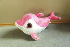 Stofftier, Delphin, bunter Fisch, pink und Glitzer, Kuscheltier