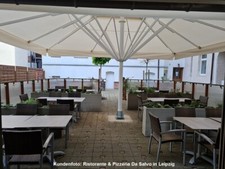 NEU Sonnenschirm 6m Gastroschirm 6x6m Großschirm, inkl. Ständer,Platten - BEIGE 