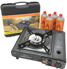 Campingkocher Gaskocher + 4x Butangas Gaskartusche 227g Herd Outdoor Tischgrill