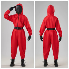 Kinder  Game Aufseher Overall & Maske  Roter Kinderoverall mit halloween