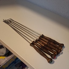 Vintage Fondue Gabeln, Holz &