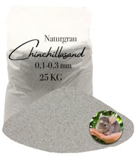 Chinchillasand Hamster grau 0,1-0,3mm 25kg Staubbad Badesand kantengerundet