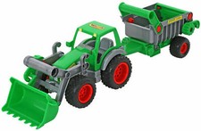 WADER Farmer Technic Traktor mit Frontlader und Kipper Kippanhänger grün