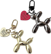 2 Stück Damen Schlüsselanhänger Gold Silber Hundemotiv Taschenanhänger Rucksack