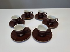 Espressotassen mit Unterteller, Espresso, Tassen, 6er Set, Mokka, dunkelbraun