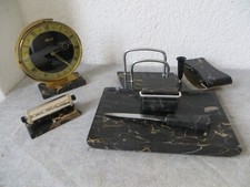 SCHREIBTISCHSET ART DÈCO - MARMOR -HERMLE TISCHUHR, MECHANISCH - FUNKTIONIERT