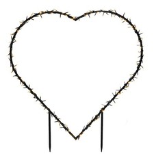 Gartenstecker Herz mit Erdspieß Lichterkette warmweiß Timer-Funktion Deko außen