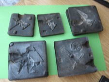 4 stk Form vintage gießform zinn reiter kanone fahnenträger soldat kautschuk