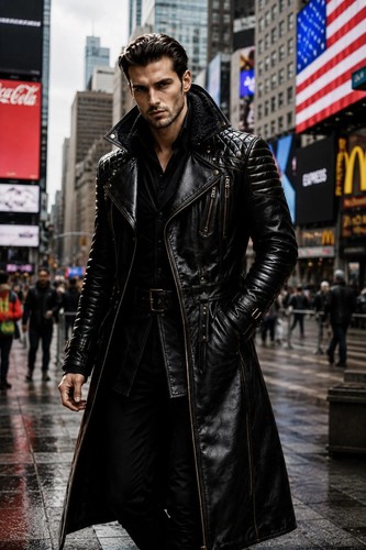 Herren leder trenchcoat - herren,