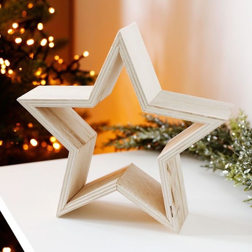 Deko holzstern 17cm - 17cm, natur