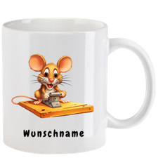 Tasse mit Maus cartoon - mit oder ohne Wunschname - 10 Motive