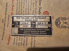 Simson Spatz 1964 Typenschild Original Nummer 152 Einer Der Allerersten
