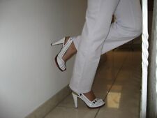 HARLOT High Heels Plateau Leder  Sling Sandalette Peeptoe Sandale  Weiss Gr.39