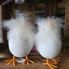 3 x Feder Plüsch Weiß Küken