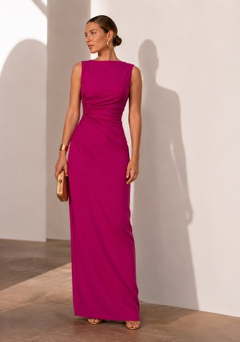 Zara fuchsia pink maxikleid - pink,