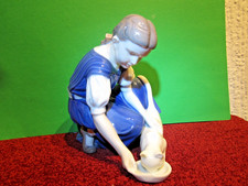 Mädchen füttert Katze - Kinder BING & GRÖNDAHL  COPENHAGEN gebraucht mit Fehler