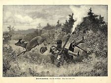 W.Gräbhein ( Auch ein Schreckschuß ) Holzstich Jagliche Graphik von 1897