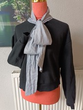 ZARA Sweatshirt schwarz mit Blusenkragen Gr. S