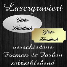 Gäste Gästehandtuch Schild graviert silber gold weiß schwarz selbstklebend