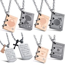 2x Freundschaft Partner Ketten + Anhänger Edelstahl Geschenk Buch Bücher Tafeln