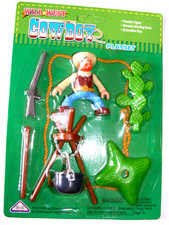 Cowboy Western Set Keenway OVP vintage Goldgräber Plastik Figur Kaktus Kochtopf